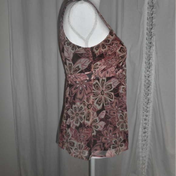 LOFT Floral Chiffon Babydoll Tank TOP 6P - Picture 3 of 4